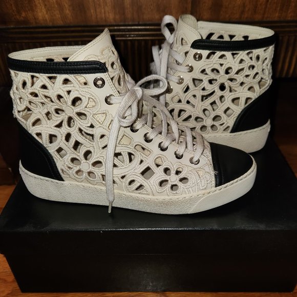 CHANEL Laser Cutout Embroidered Sneakers - Picture 1 of 8